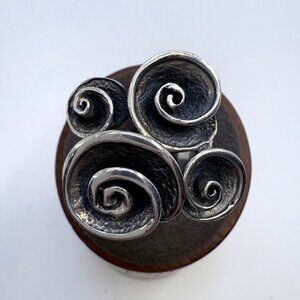 VTG Solid Sterling Silver 925 Intricate Scroll Spiral Design Ring Size 6.75